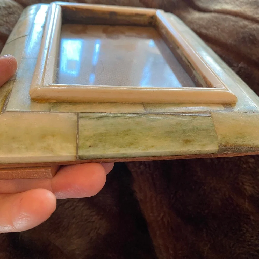 Green-Tinted Bone 6-1/2” x‎ 8-1/2” Wooden Picture Frame